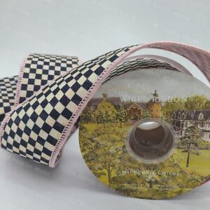 MACKENZIE-CHILDS Courtly Check 2.5"  Wired Ribbon Two (2) Yards Pink Edge